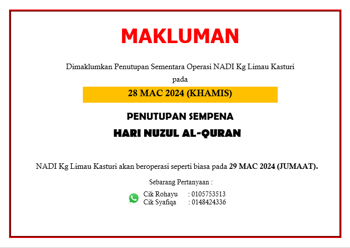 notis penutupan sementara